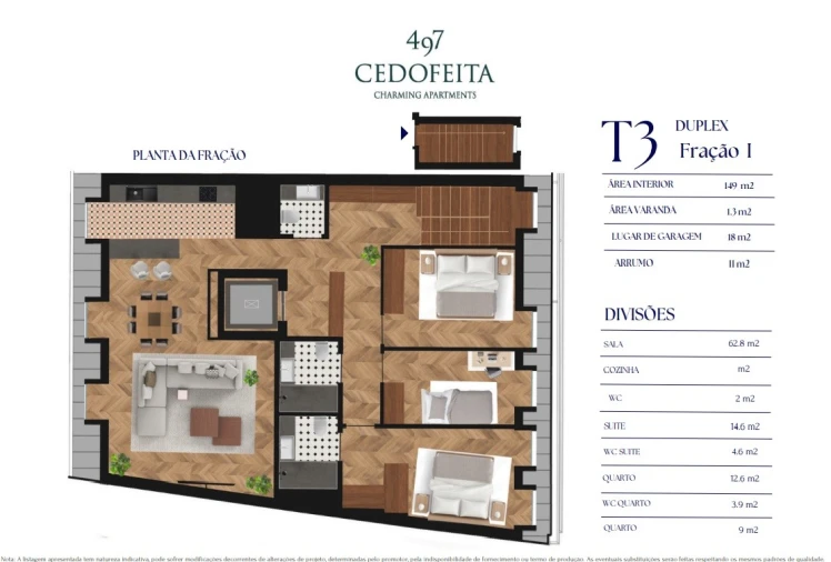 Apartamento T3 para Venda em Cedofeita, Santo Ildefonso, Sé, Miragaia, São Nicolau e Vitória Planta 1