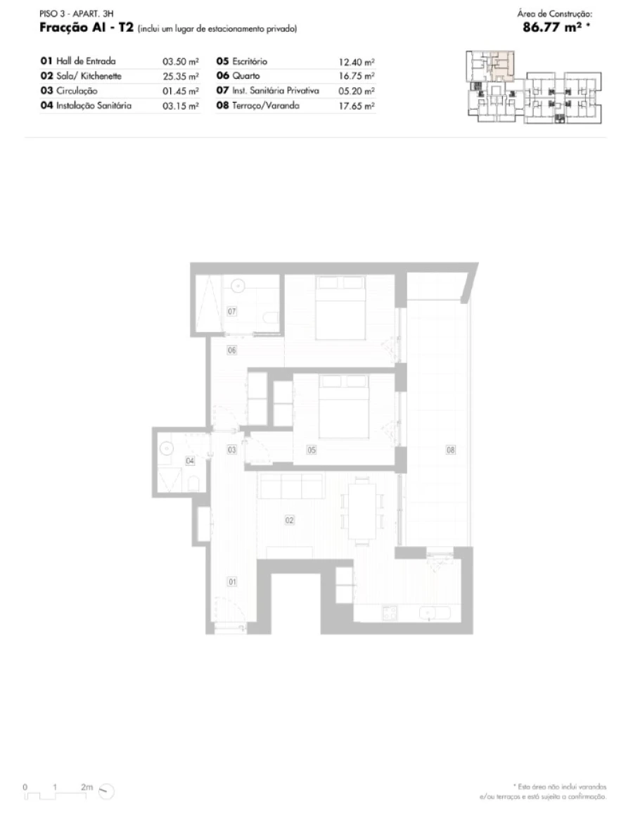 Apartamento T2 para Venda em Lagos (São Sebastião e Santa Maria) Planta 1