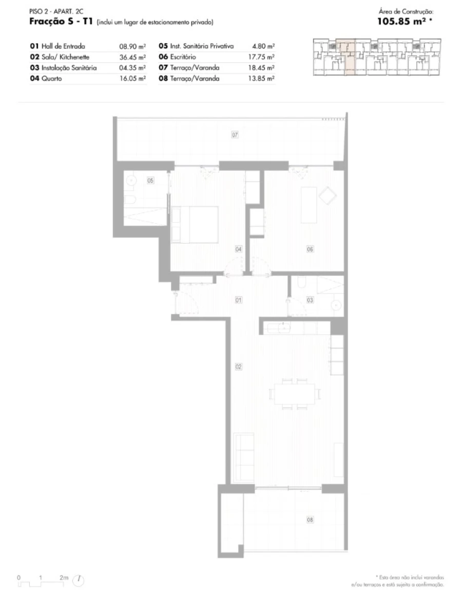 Apartamento T1 para Venda em Lagos (São Sebastião e Santa Maria) Planta 1