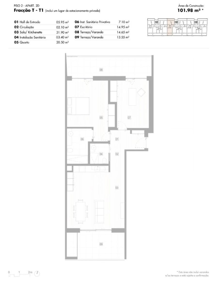 Apartamento T1 para Venda em Lagos (São Sebastião e Santa Maria) Planta 1