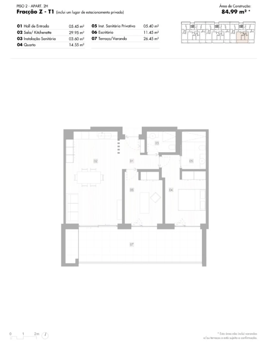Apartamento T1 para Venda em Lagos (São Sebastião e Santa Maria) Planta 1
