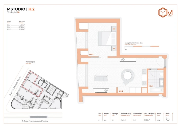 Apartamento T1 para Venda em Matosinhos e Leça da Palmeira Planta 1