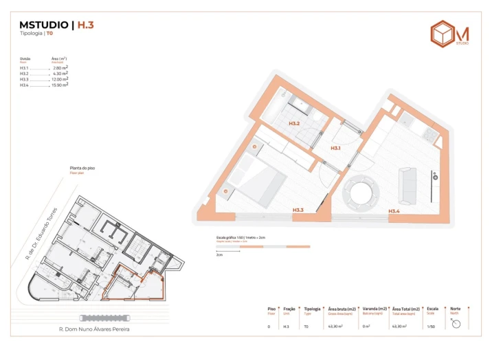 Apartamento T1 para Venda em Matosinhos e Leça da Palmeira Planta 1