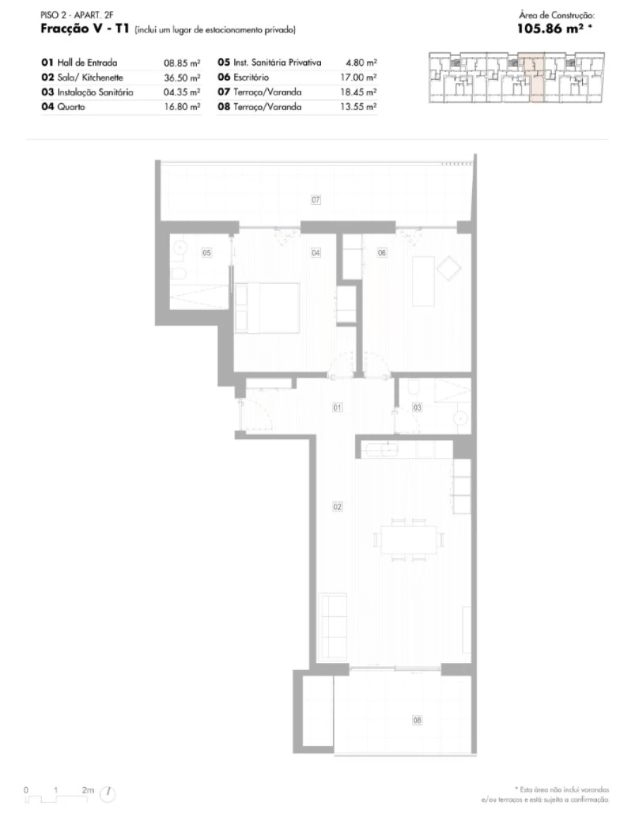 Apartamento T1 para Venda em Lagos (São Sebastião e Santa Maria) Planta 1