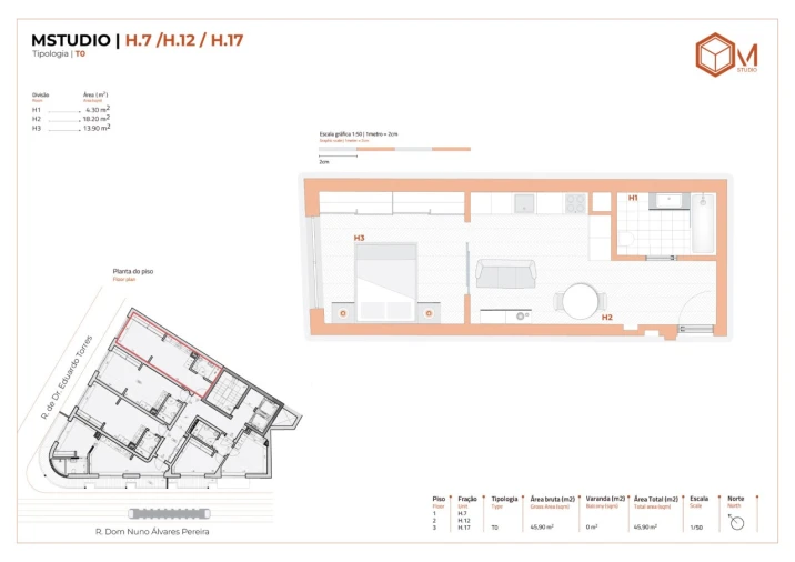 Apartamento T1 para Venda em Matosinhos e Leça da Palmeira Planta 1