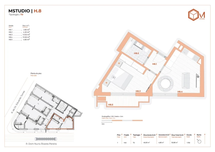 Apartamento T1 para Venda em Matosinhos e Leça da Palmeira Planta 1