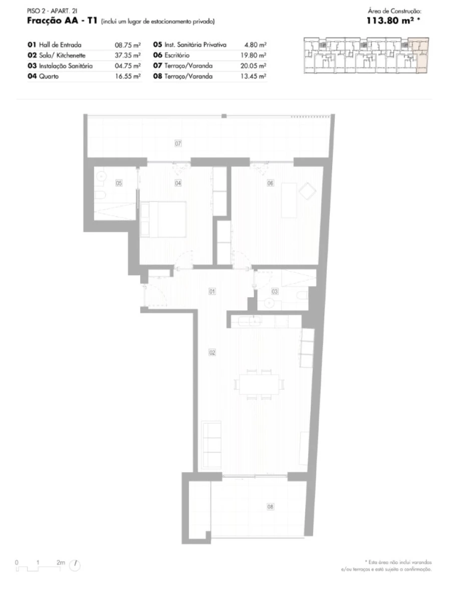 Apartamento T1 para Venda em Lagos (São Sebastião e Santa Maria) Planta 1