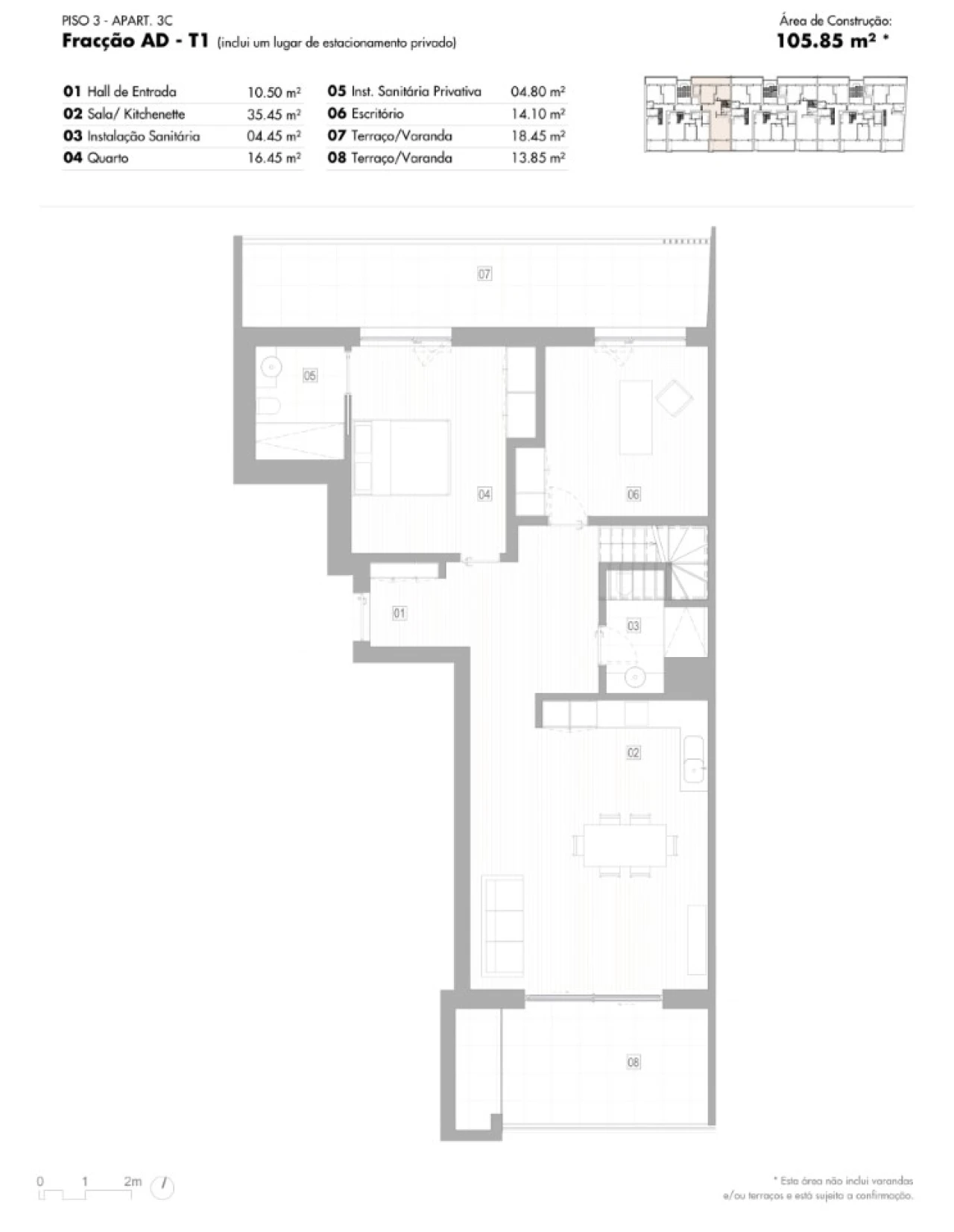 Apartamento T1 para Venda em Lagos (São Sebastião e Santa Maria) Planta 2