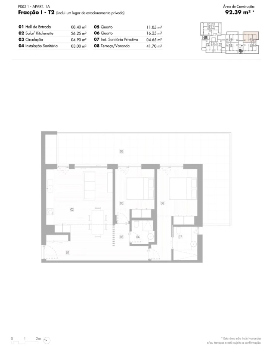 Apartamento T2 para Venda em Lagos (São Sebastião e Santa Maria) Planta 1