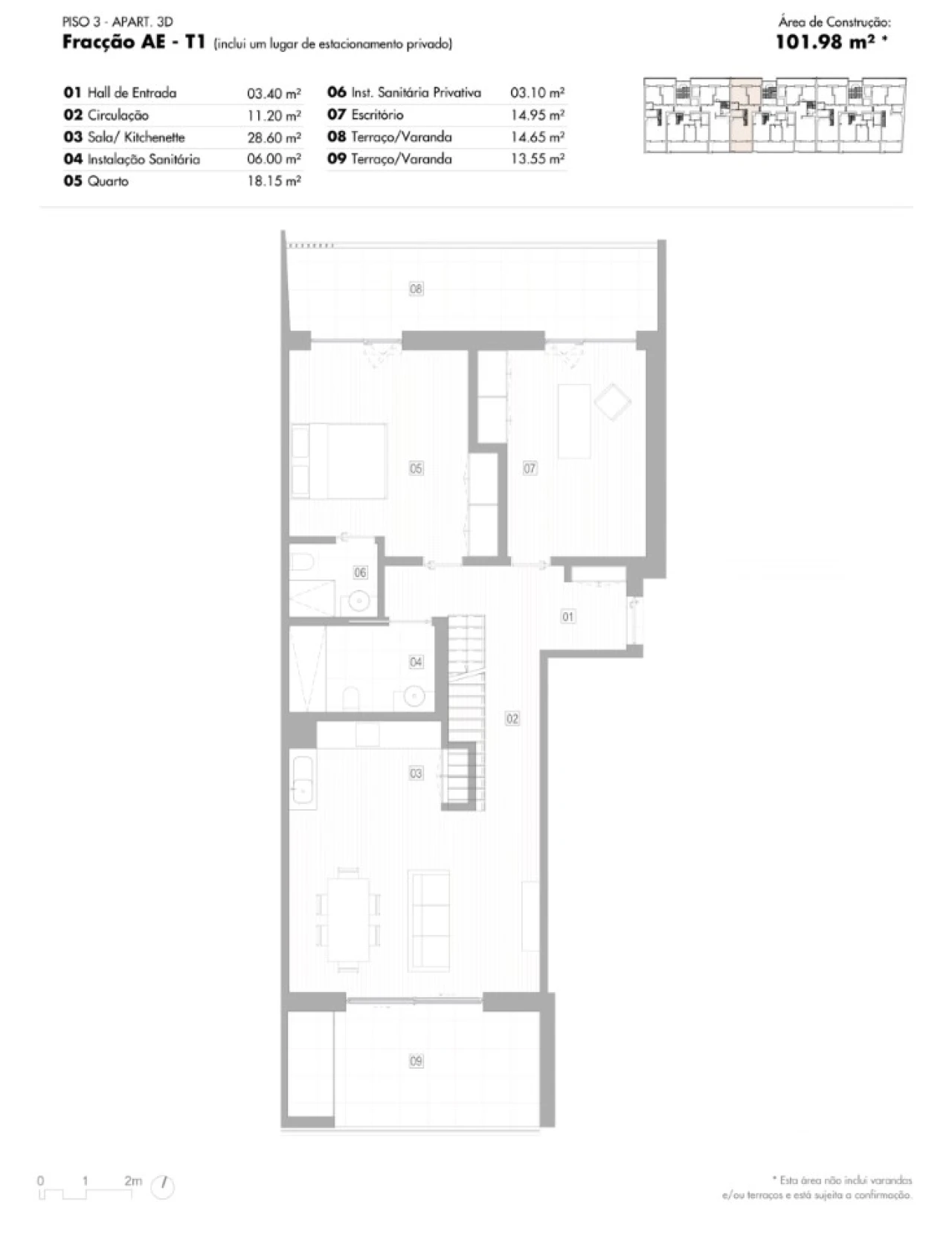 Apartamento T1 para Venda em Lagos (São Sebastião e Santa Maria) Planta 2