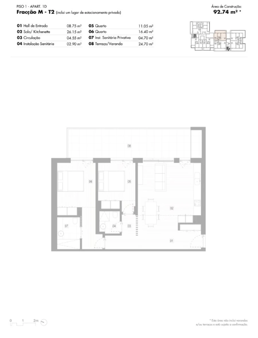 Apartamento T2 para Venda em Lagos (São Sebastião e Santa Maria) Planta 1