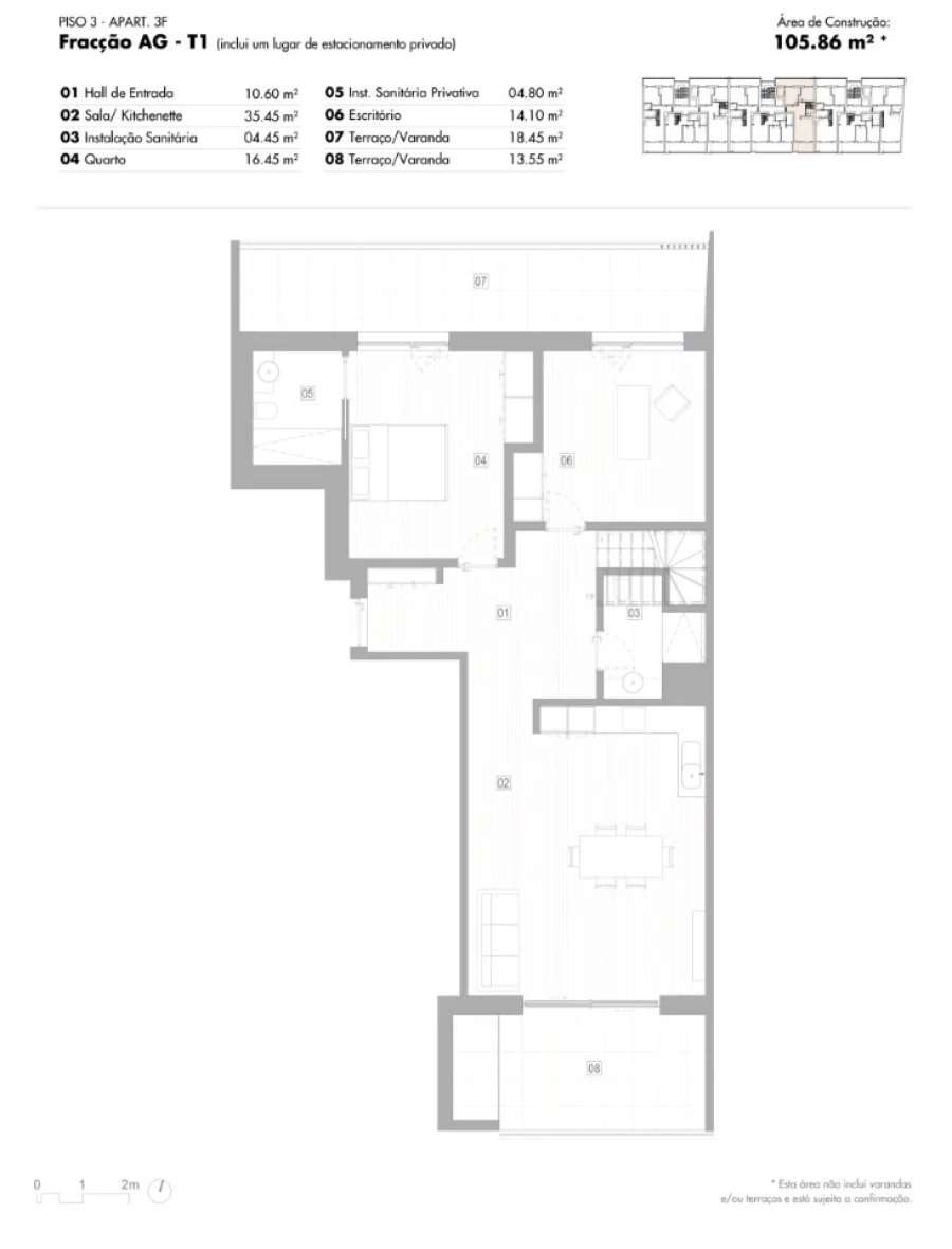Apartamento T1 para Venda em Lagos (São Sebastião e Santa Maria) Planta 1