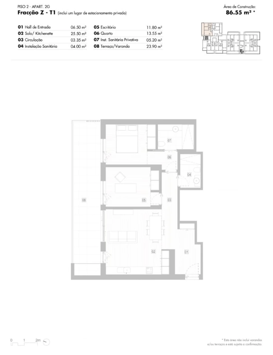Apartamento T1 para Venda em Lagos (São Sebastião e Santa Maria) Planta 1