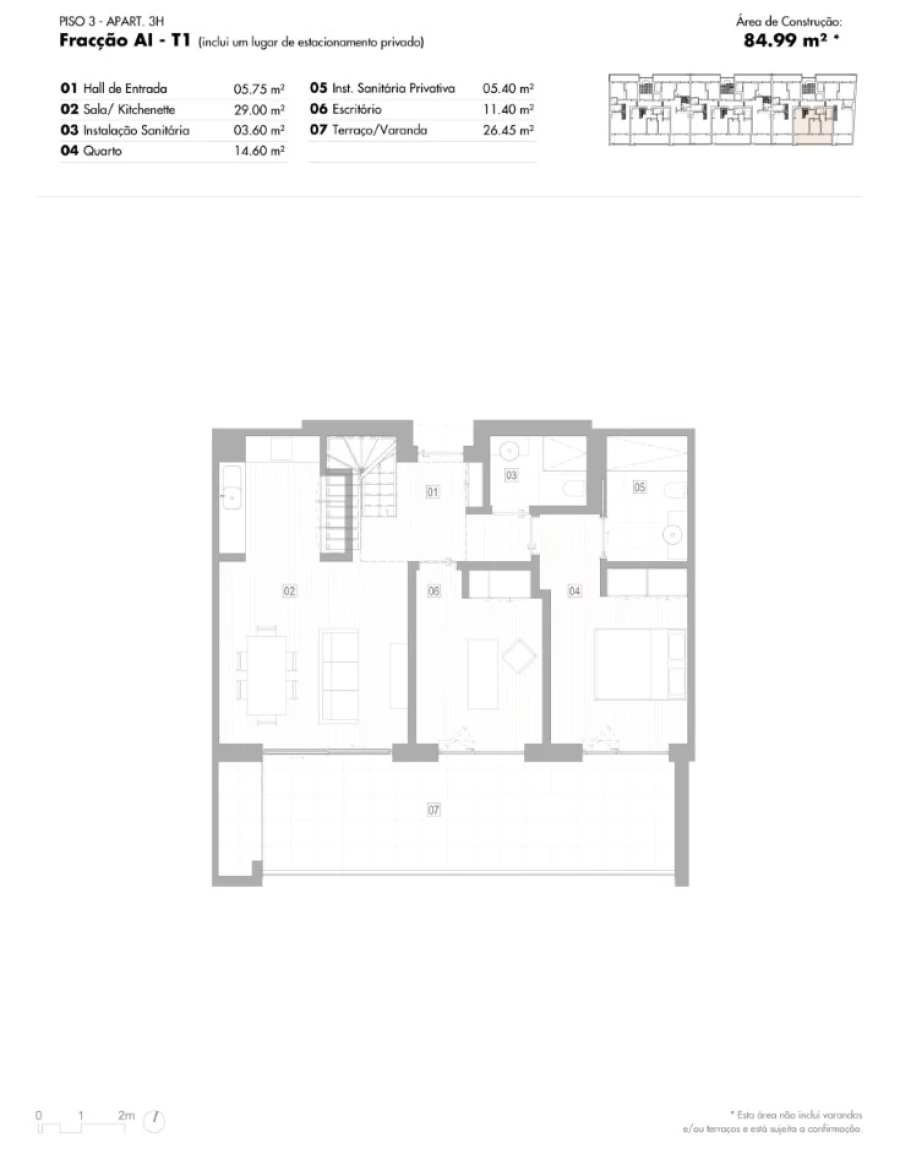 Apartamento T1 para Venda em Lagos (São Sebastião e Santa Maria) Planta 1