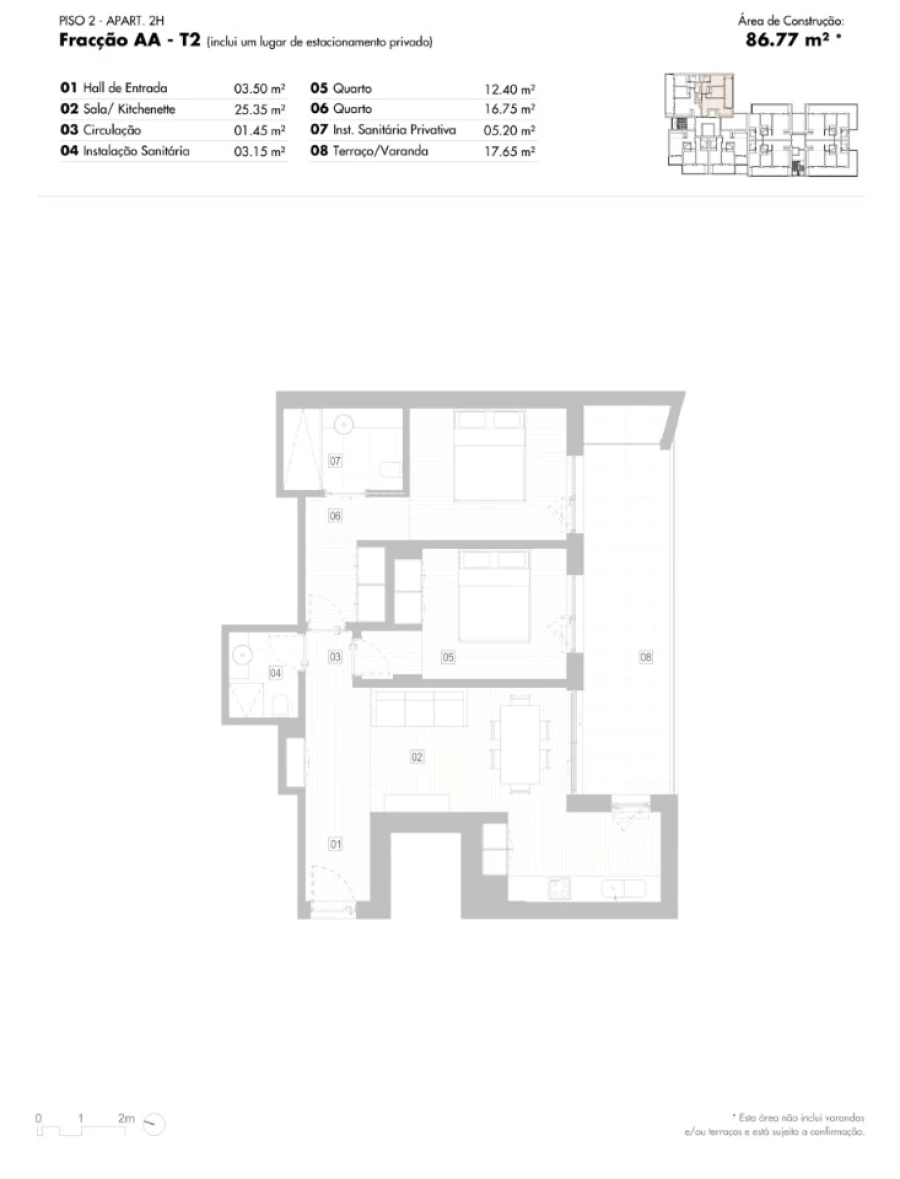 Apartamento T2 para Venda em Lagos (São Sebastião e Santa Maria) Planta 1