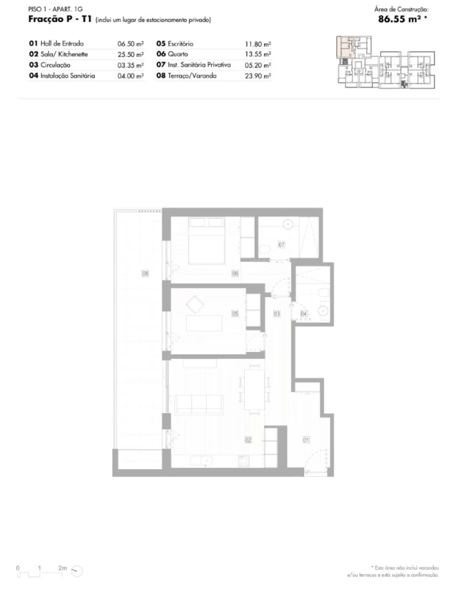 Apartamento T2 para Venda em Lagos (São Sebastião e Santa Maria) Planta 1