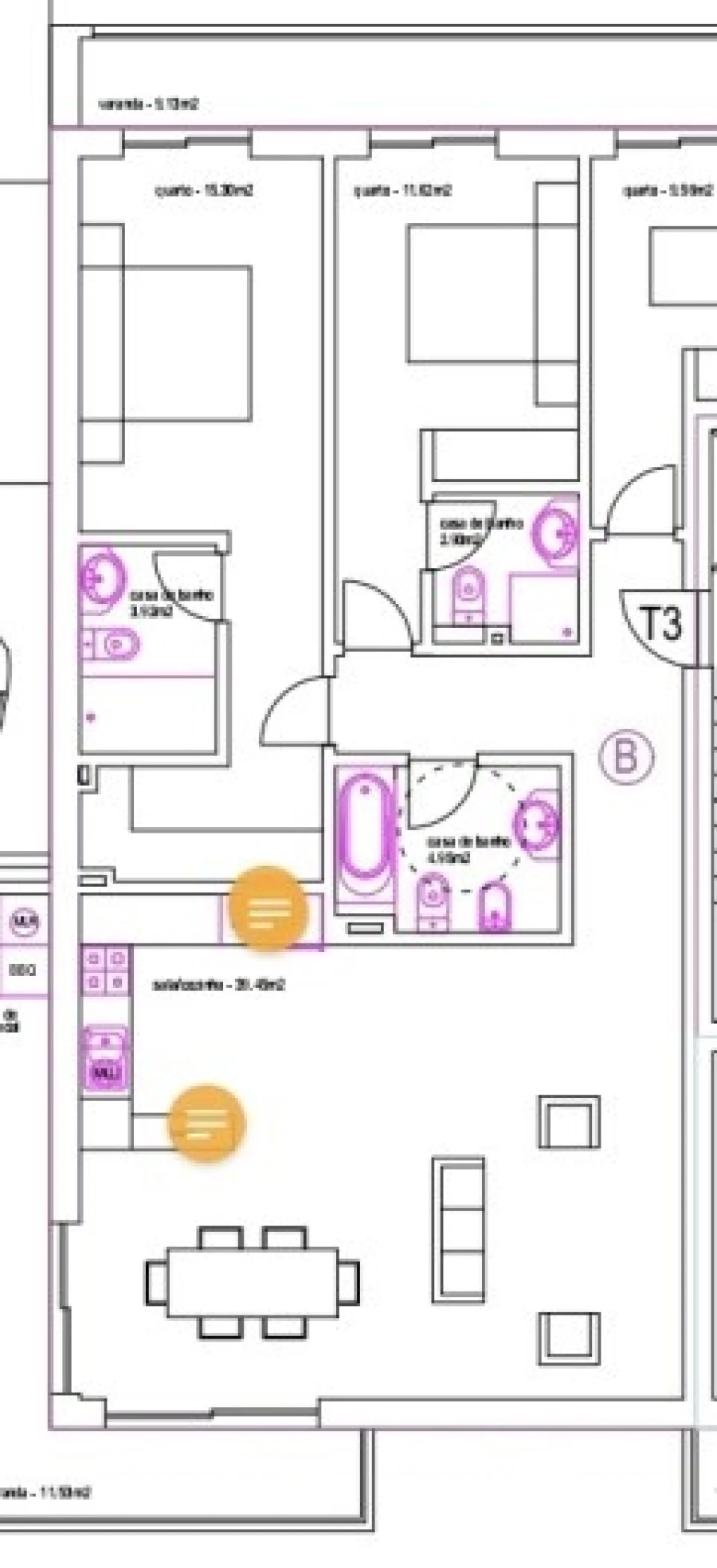 Apartamento T3 para Venda em Portimão Planta 1