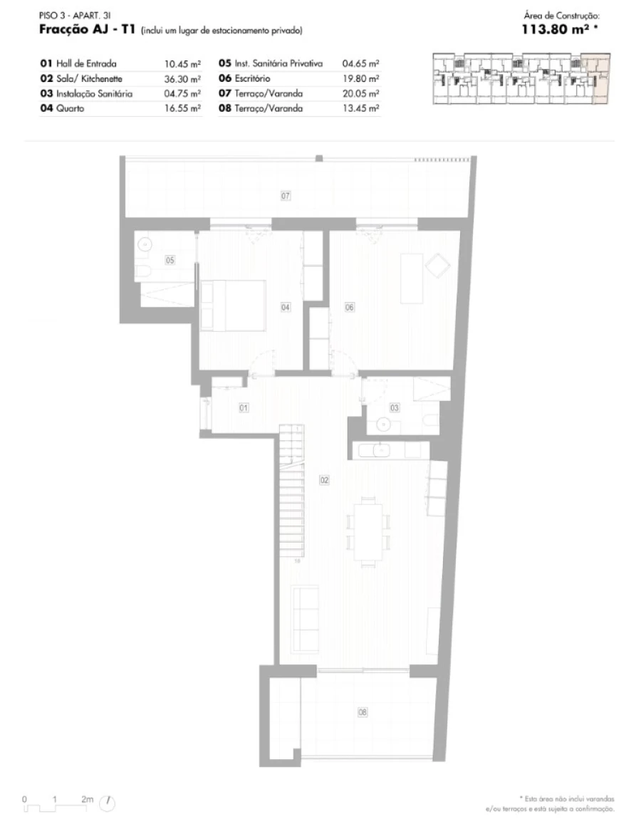 Apartamento T1 para Venda em Lagos (São Sebastião e Santa Maria) Planta 1
