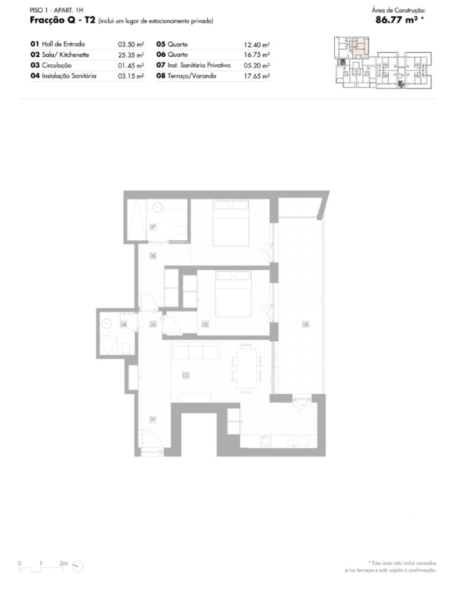 Apartamento T2 para Venda em Lagos (São Sebastião e Santa Maria) Planta 1