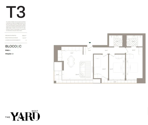 Apartamento T3 para Venda em Santa Marinha e São Pedro da Afurada Planta 1