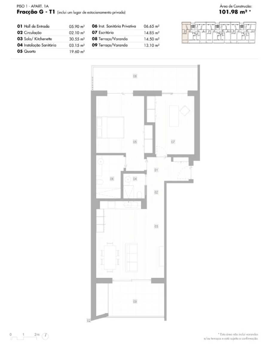 Apartamento T1 para Venda em Lagos (São Sebastião e Santa Maria) Planta 1