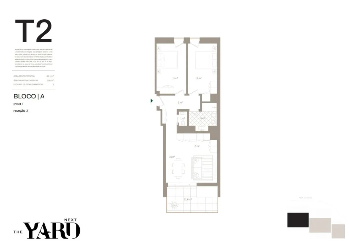 Apartamento T2 para Venda em Santa Marinha e São Pedro da Afurada Planta 1
