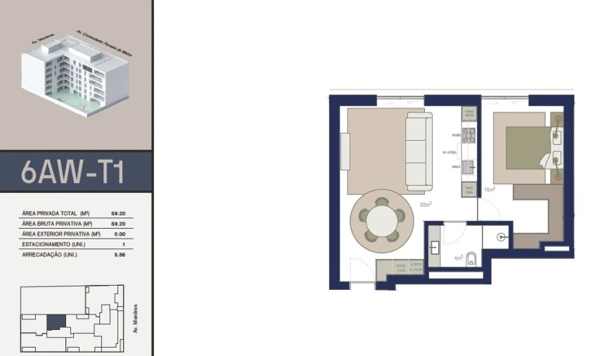 Apartamento T1 para Venda em Matosinhos e Leça da Palmeira Planta 1