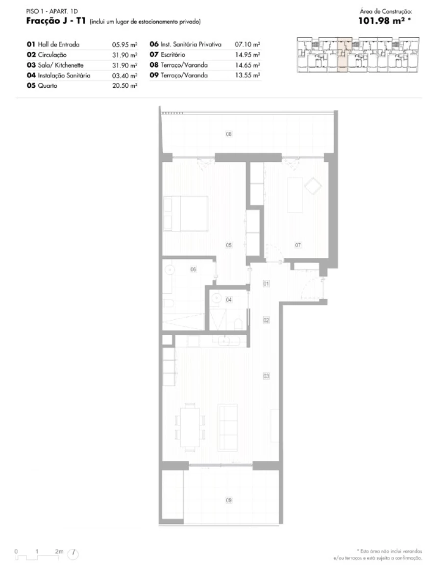 Apartamento T1 para Venda em Lagos (São Sebastião e Santa Maria) Planta 1