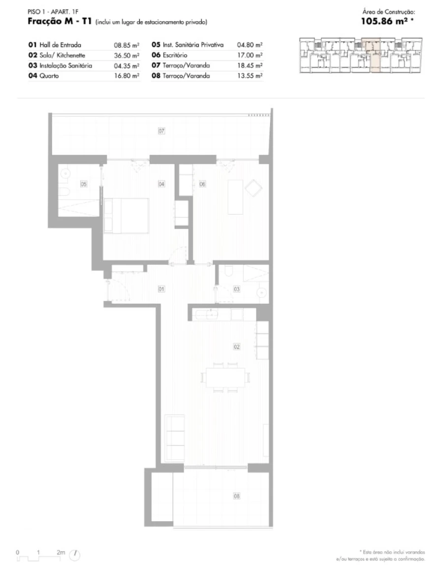 Apartamento T1 para Venda em Lagos (São Sebastião e Santa Maria) Planta 1