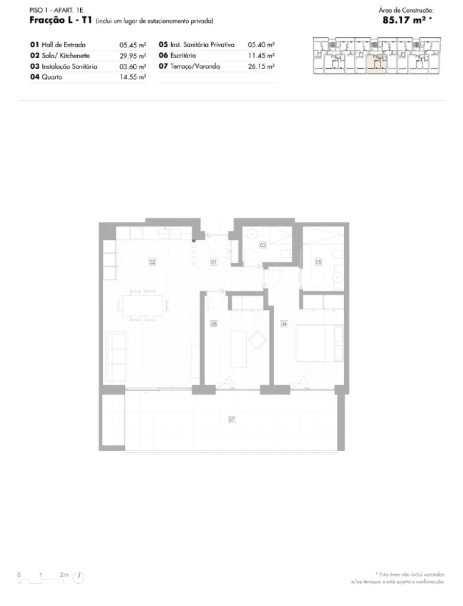 Apartamento T1 para Venda em Lagos (São Sebastião e Santa Maria) Planta 1