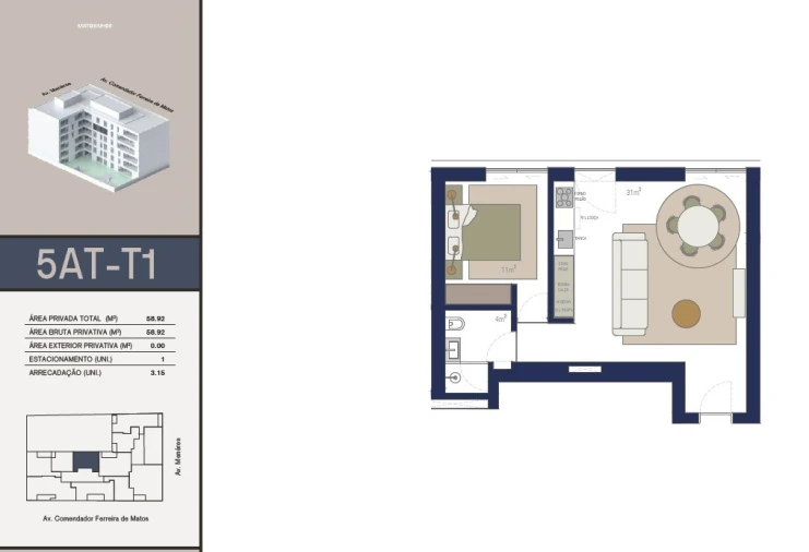 Apartamento T1 para Venda em Matosinhos e Leça da Palmeira Planta 1