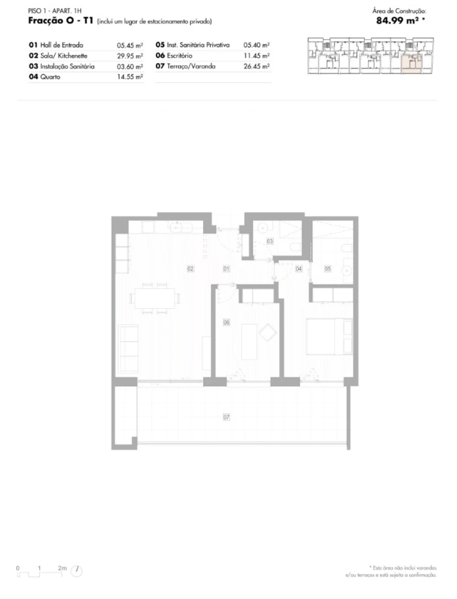 Apartamento T1 para Venda em Lagos (São Sebastião e Santa Maria) Planta 1