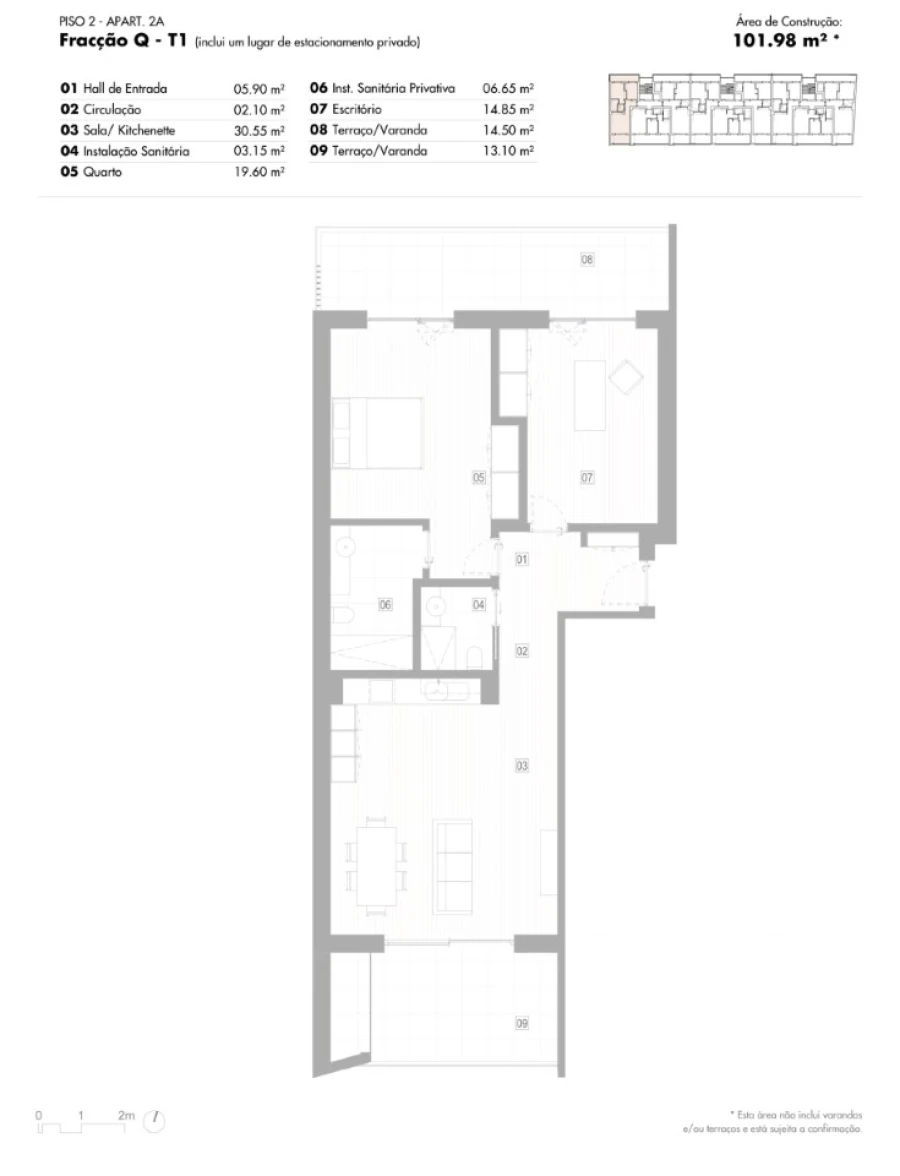 Apartamento T1 para Venda em Lagos (São Sebastião e Santa Maria) Planta 1