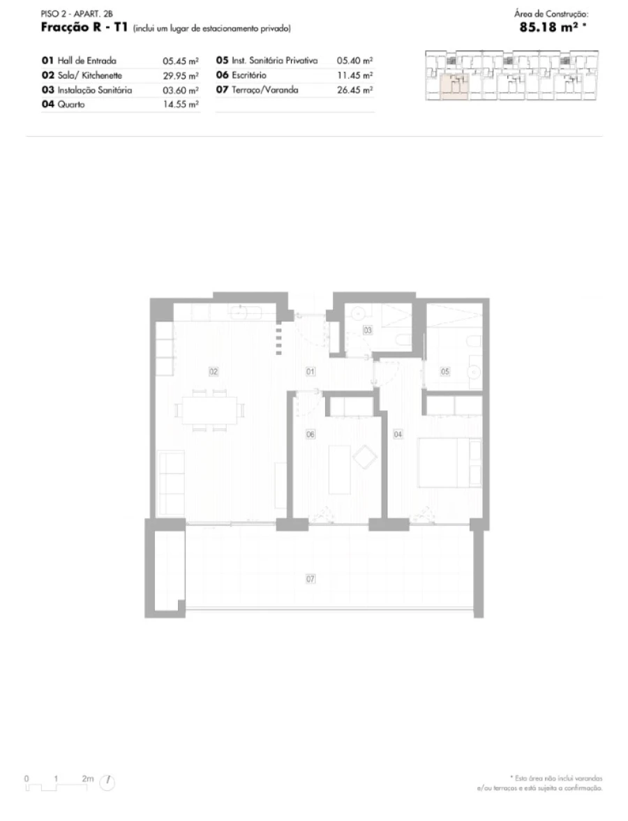 Apartamento T1 para Venda em Lagos (São Sebastião e Santa Maria) Planta 1