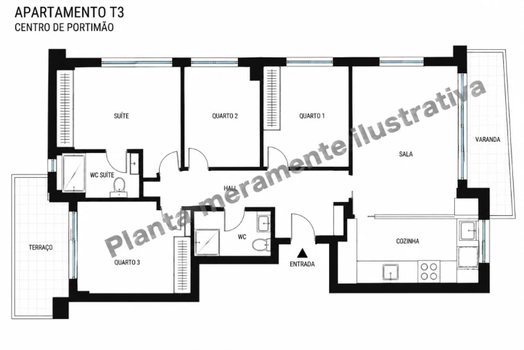 Apartamento T3 para Venda em Portimão Planta 1