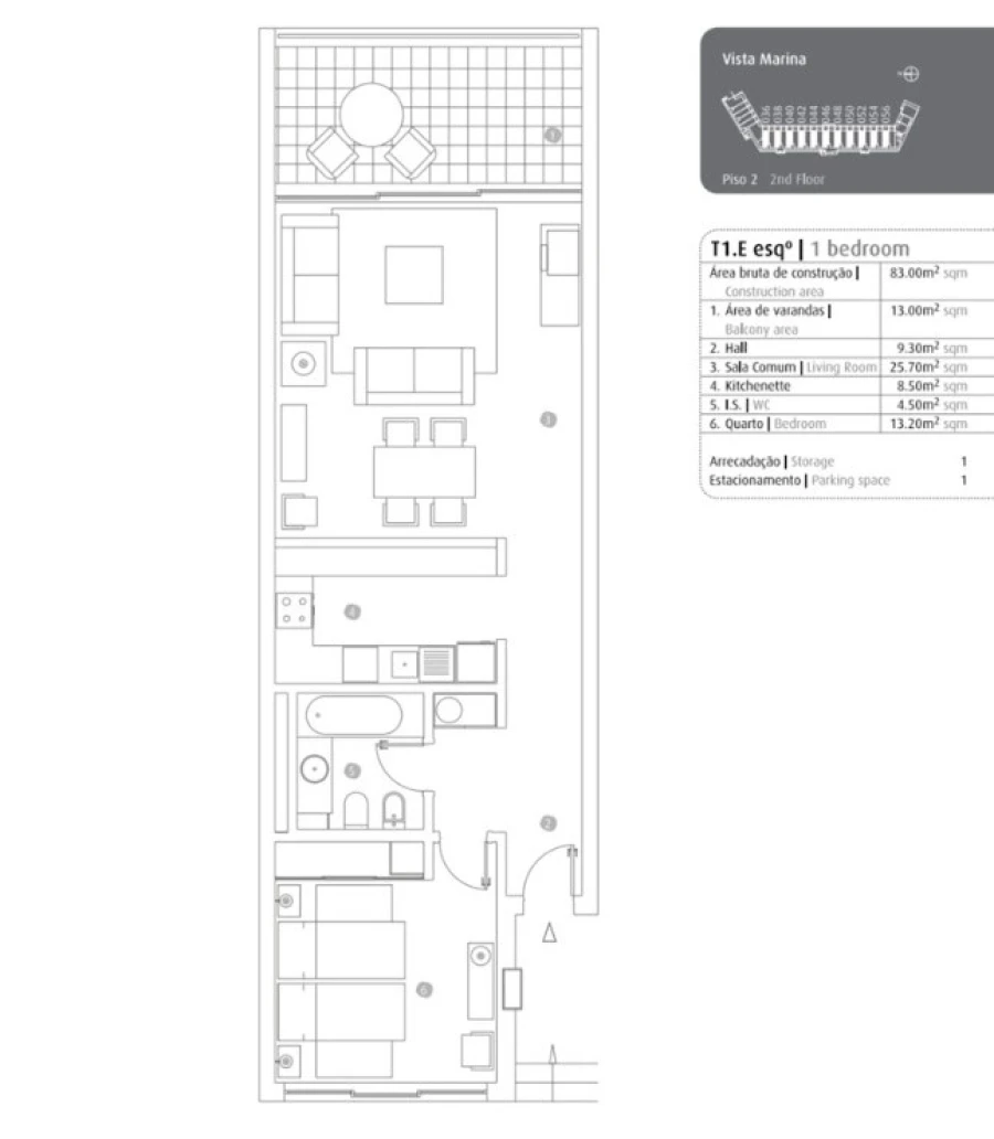 Apartamento T1 para Venda em Portimão Planta 1