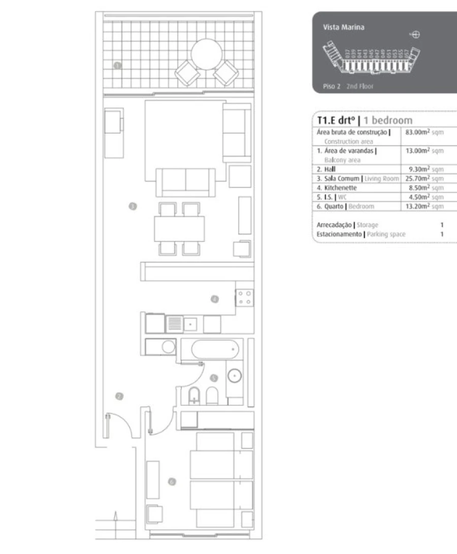 Apartamento T1 para Venda em Portimão Planta 1