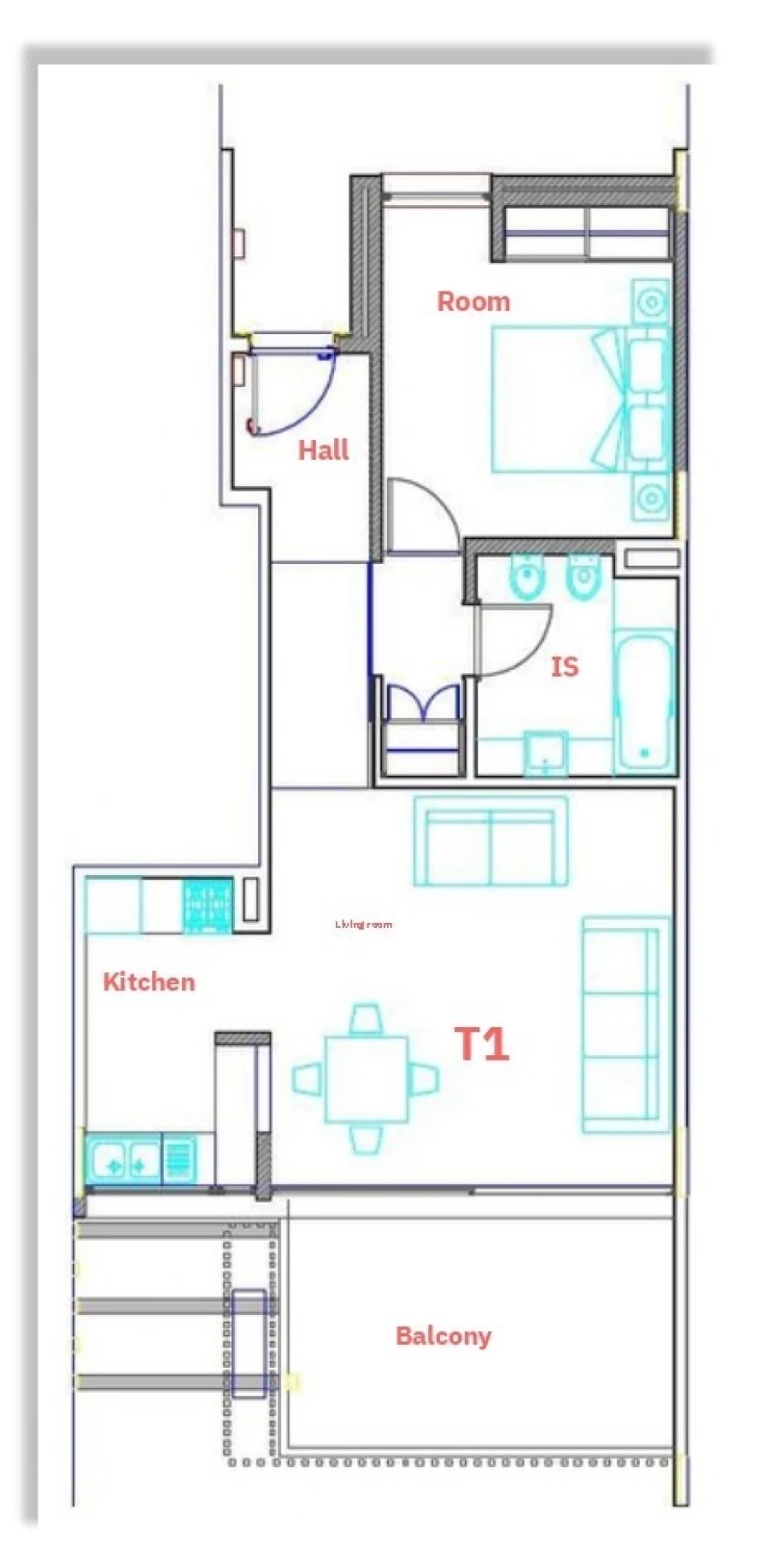 Apartamento T1 para Venda em Mexilhoeira Grande Planta 1