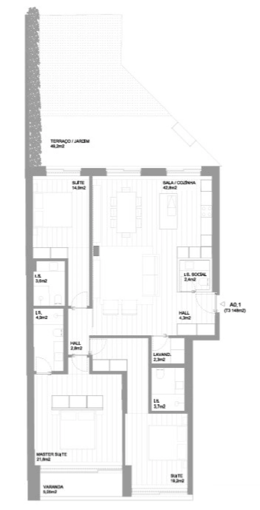 Apartamento T3 para Venda em Vila do Conde Planta 1