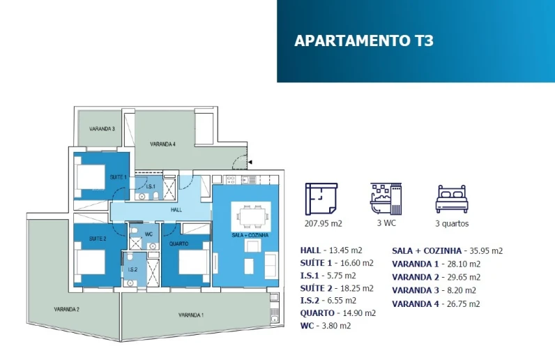 Apartamento T3 para Venda em Portimão Planta 1