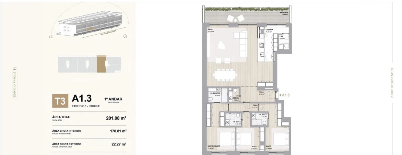 Apartamento T3 para Venda em Aldoar, Foz do Douro e Nevogilde Planta 1