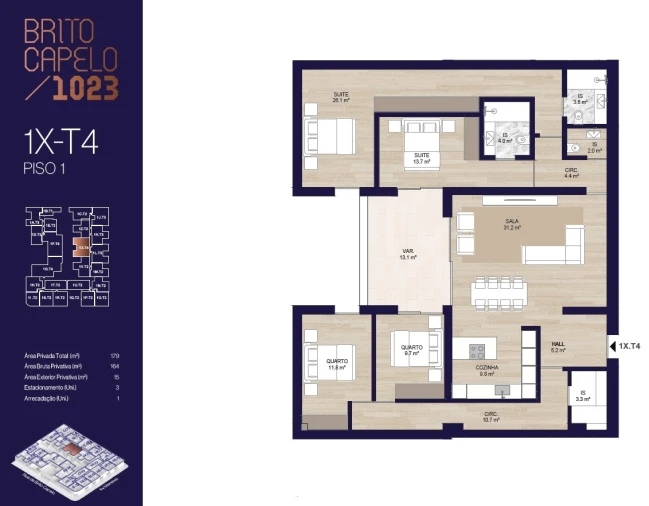 Apartamento T4 para Venda em Matosinhos e Leça da Palmeira Planta 1