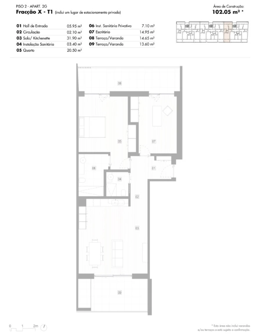 Apartamento T1 para Venda em Lagos (São Sebastião e Santa Maria) Planta 1