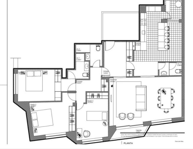 Apartamento T3 para Venda em Aldoar, Foz do Douro e Nevogilde Planta 1