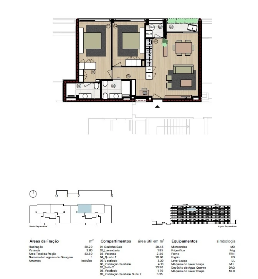 Apartamento T2 para Venda em Matosinhos e Leça da Palmeira Planta 1