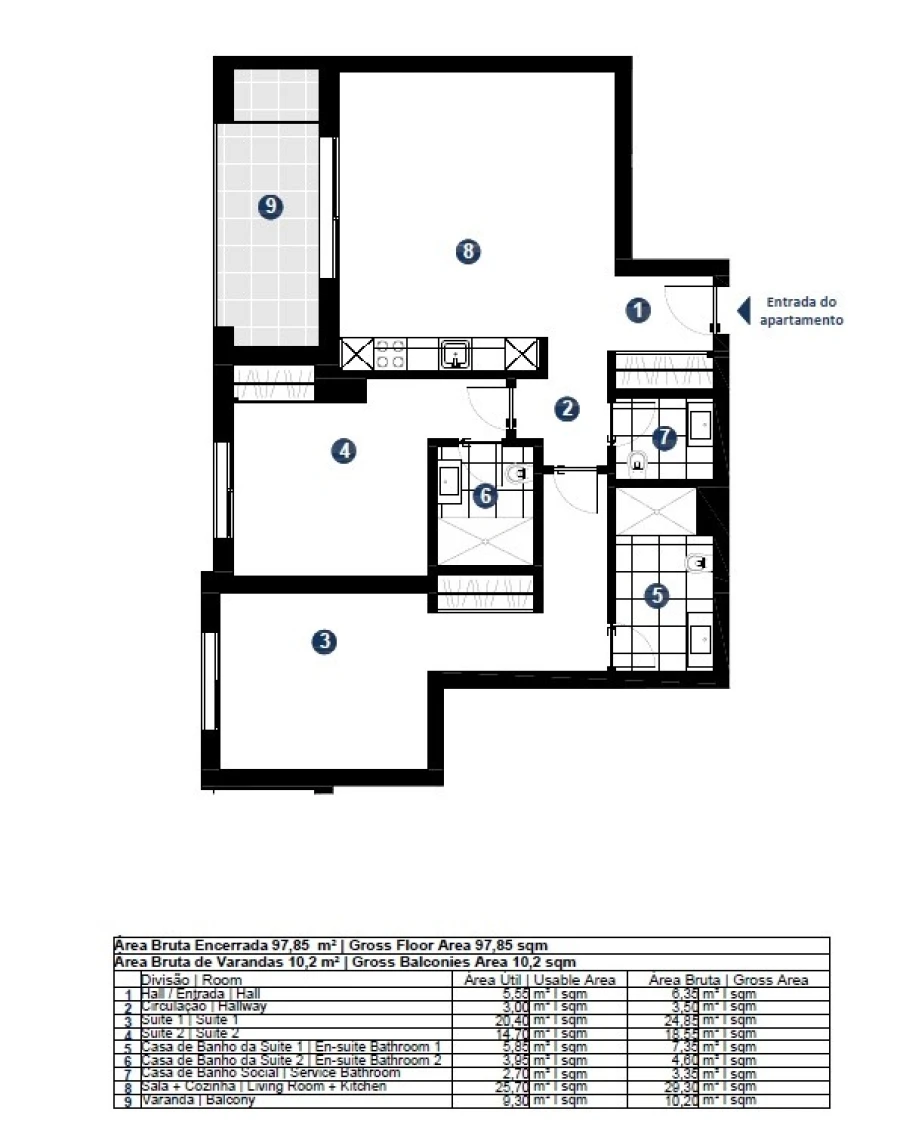 Apartamento T2 para Venda em Portimão Planta 1