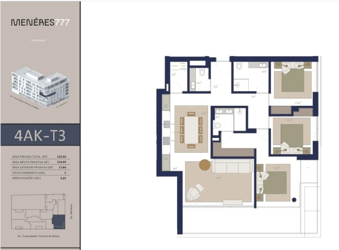 Apartamento T3 para Venda em Matosinhos e Leça da Palmeira Planta 1
