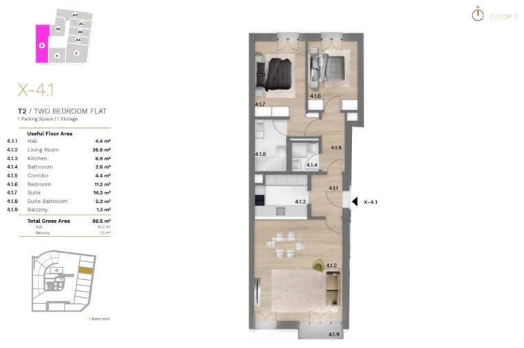 Apartamento T2 para Venda em Bonfim Planta 1
