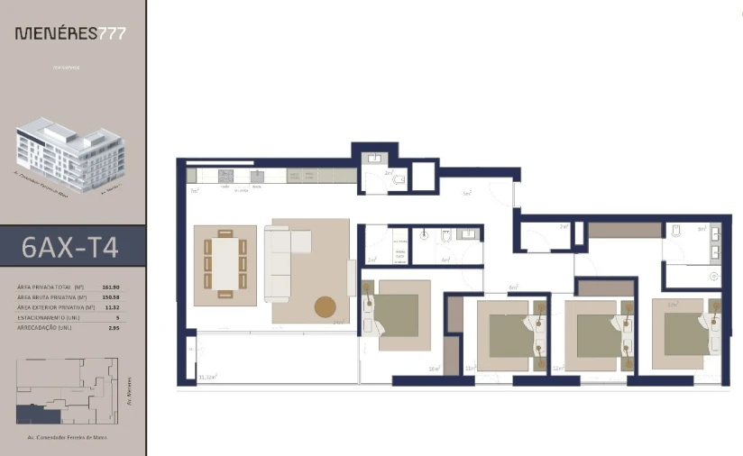 Apartamento T4 para Venda em Matosinhos e Leça da Palmeira Planta 1