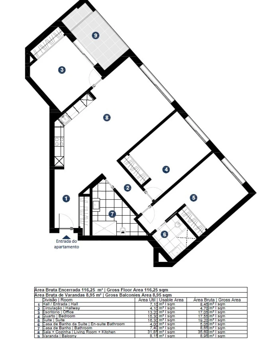 Apartamento T2 para Venda em Portimão Planta 1